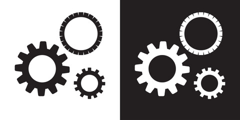 Gear icon.  black and white cogwheel vector collection, mechanical gear shapes, engineering symbols, vector illustration. EPS 10/AI
