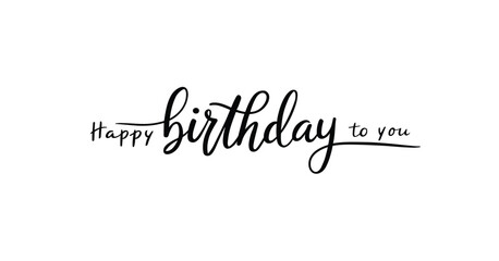 Obraz premium Minimalist Cursive Happy Birthday Greeting Card Design