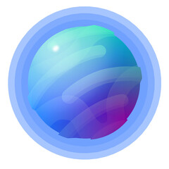 Fantasy cartoon planet design isolated on transparent background in, PNG. Modern style planet design. Design for logo, sticker, print, decor, textile, etc.