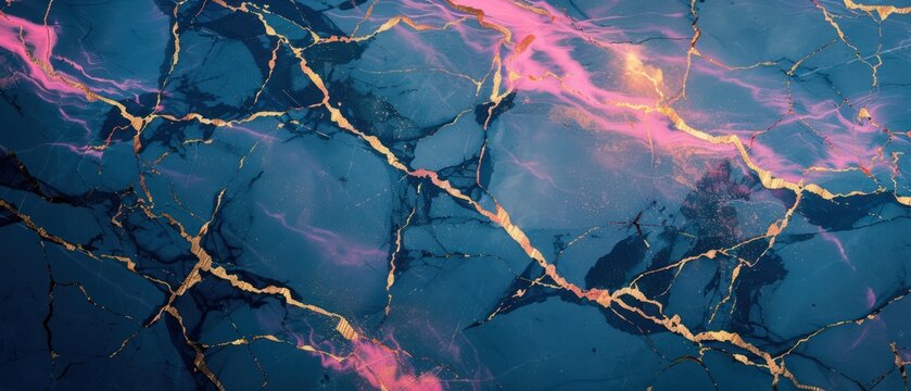 Pink blue color marble texture and gold line luxury abstract elegance wallpaper texture illustration.