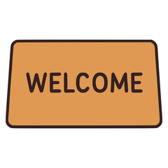 welcome doormat home decor flat color vector illustration template design