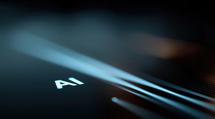 Sleek artificial intelligence logo glows against surface