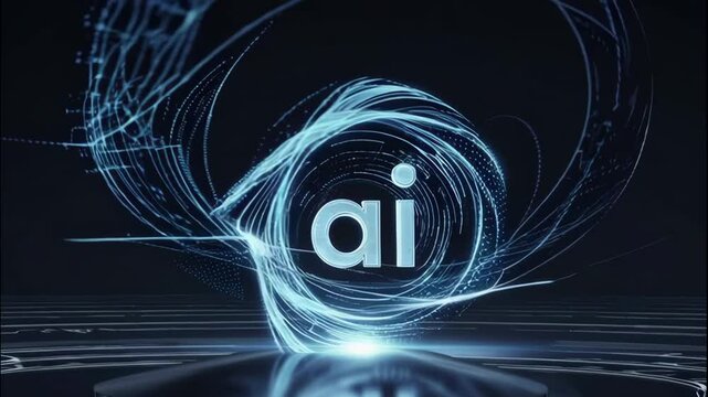 Ai symbol with glowing lines and dark background digital technology
