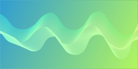 Abstract green wave background with curved lines and modern design elements