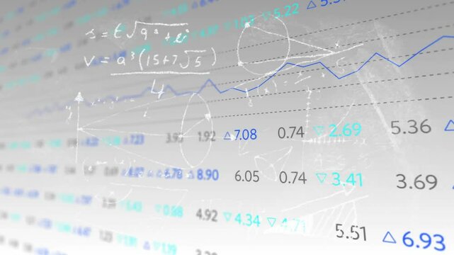 Displaying sparse teal numeric rows, undulating chart, annotating points, visualizing trend growth