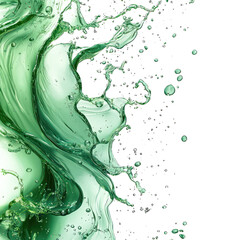 Abstract green water splash isolated on transparent background