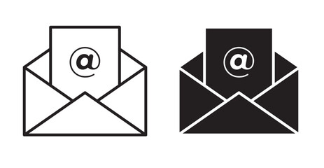 Open email icon set flat style. Vector illustration collection.