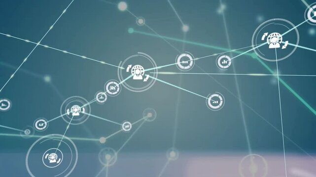 Opening background, illuminated node spawning circles, globe node emitting connections forming web