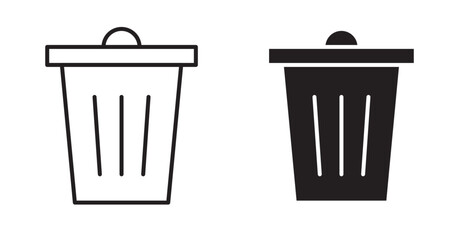 Trash Bin icon set flat style. Vector illustration collection.