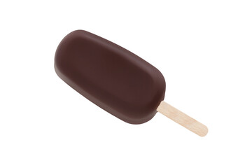 Cream ice cream covered with chocolate glaze