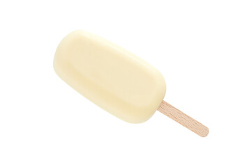 Cream ice cream covered with vanilla icing