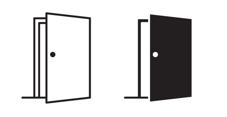Door icon set flat style. Vector illustration collection.