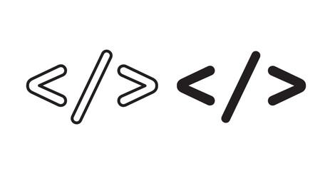 Obraz premium Code icon set flat style. Vector illustration collection.