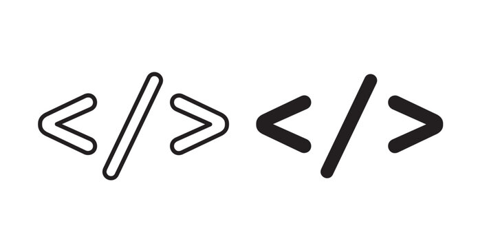 Code icon set flat style. Vector illustration collection.