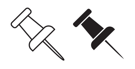 Push pin icon set flat style. Vector illustration collection.