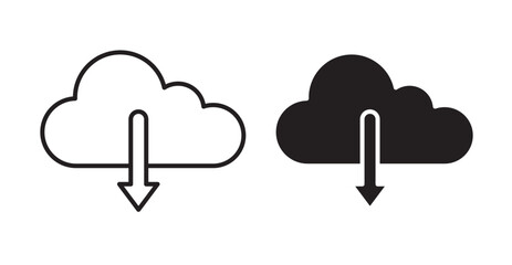Download from Cloud icon set flat style. Vector illustration collection.