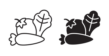 Vegetable icon set flat style. Vector illustration collection.