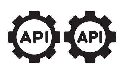 API setup icon. simple flat API setup icon illustration for web and app, API Integration Gears Icons - Vector Illustration