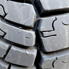 Weathered Tire Tread – Faded Rubber Surface with Dust and Cracks, Ultra Close-Up