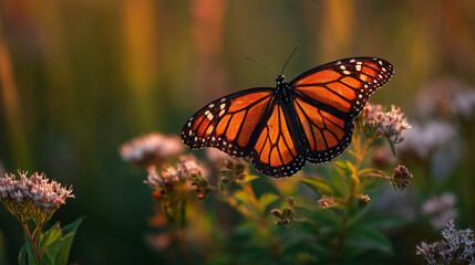 Fototapeta premium Celebrate National Pollinator Month with Monarch Butterflies, Explore the Vital Role of Pollinators in Nature, Gardens, Biodiversity, and Ecosystem Health