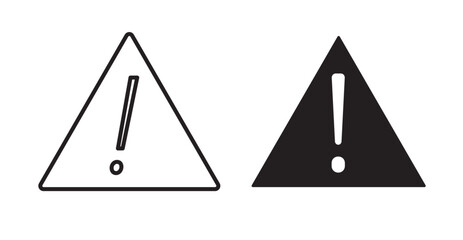 Warning icon set flat style. Vector illustration collection.