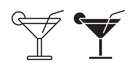 Cocktail icon set flat style. Vector illustration collection.