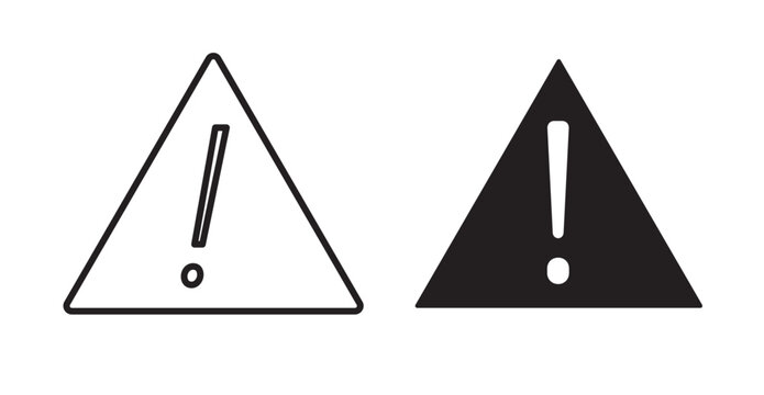 Warning icon set flat style. Vector illustration collection.