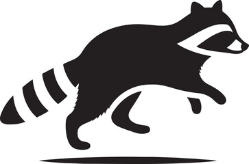 A simple raccoon design black silhouette vector illustration art.