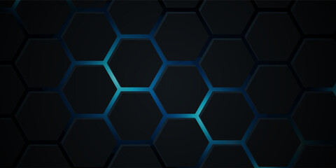 Abstract blue technology hexagonal background.