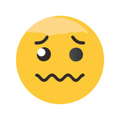 Fototapeta premium A emoji face with a tilted and wavy mouth dizziness or feeling lightheaded 