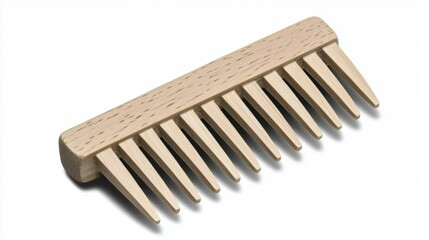 A wooden comb with teeth.