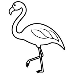 Minimal Line Art Flamingo