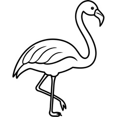 Minimal Line Art Flamingo