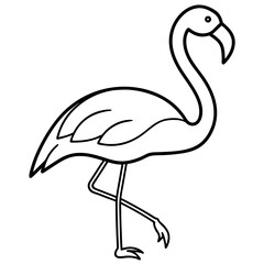 Minimal Line Art Flamingo