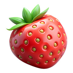 Obraz premium Shiny red strawberry 3d render illustration