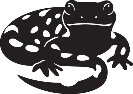 black and white salamander with white spots clip art preview