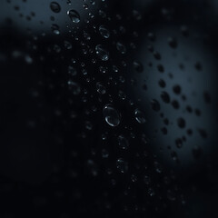 Black Glass Surface with Water Droplets – Reflective Macro Texture in Moody Lighting