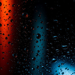 Black Glass Surface with Water Droplets – Reflective Macro Texture in Moody Lighting