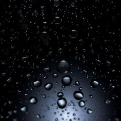Black Glass Surface with Water Droplets – Reflective Macro Texture in Moody Lighting