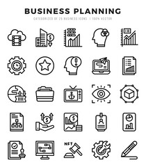 Business Planning Icons Pack. Lineal icons set. Lineal icon collection set.