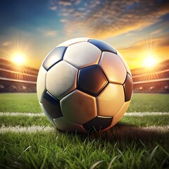 view of soccer ball on the field grass