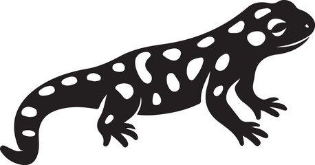 Silhouette of a Spotted Salamander, Amphibian Illustration