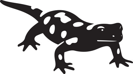 Stylized Silhouette of a Fire Salamander in Black and White