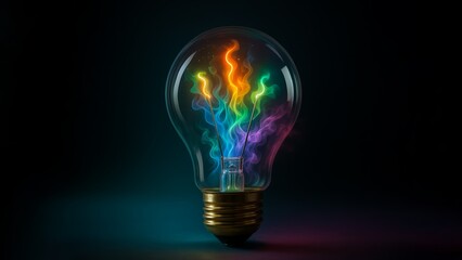 light bulb on black background