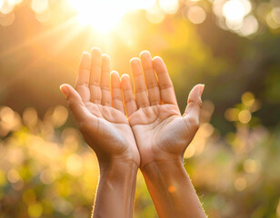 Reaching for the Light Hands Raised in Prayer and Gratitude
