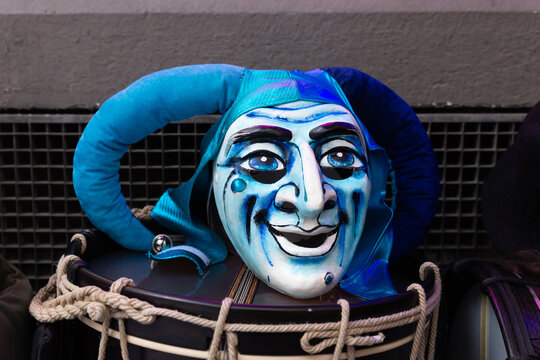 Basel carnival 2025. Snare drum and blue mask