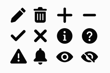 Essential user interface icons for digital applications