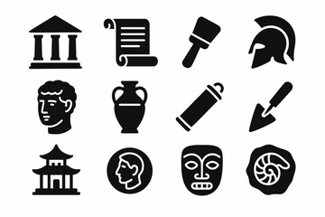 Ancient symbols: artifacts, architecture, historical, cultural, greek icons