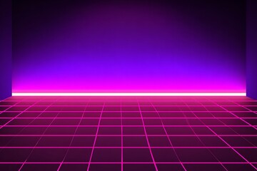 Retro neon grid with purple background