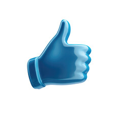 3D blue thumbs-up symbol representing approval and positivity. transparent background